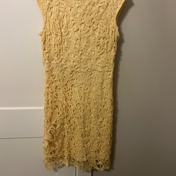 New York & Company Yellow Lace Midi Dress - Picture 2 of 3
